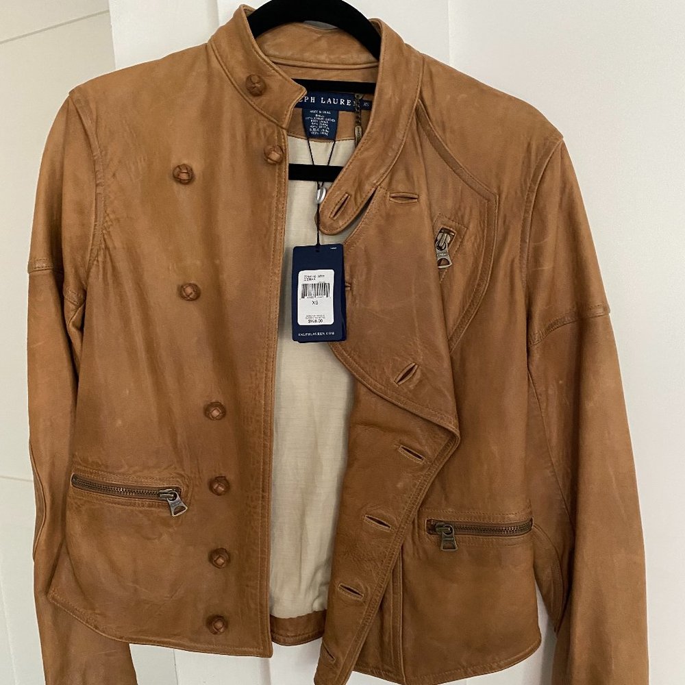 Ralph Lauren Tan Sierra Brown Leather Jacket XS